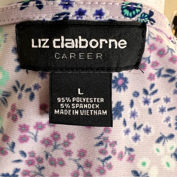 Liz Claiborne Floral Coquette Office Career Business Wear Top Sz. L - Picture 4 of 4